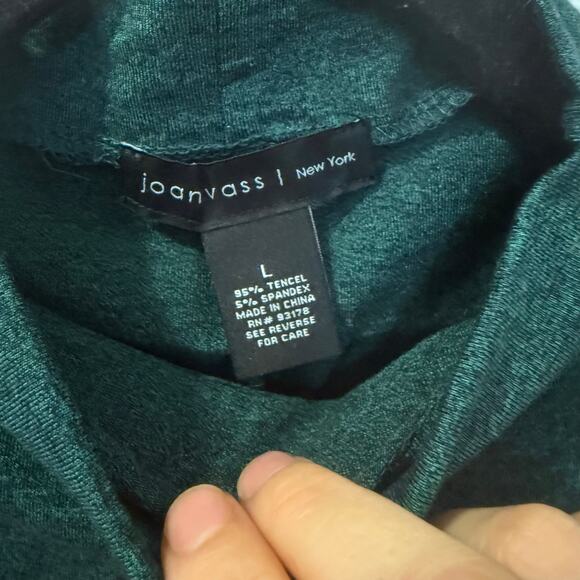 NWT Joan Vass LG mock neck jersey stretchy knit green tunic - Picture 5 of 9